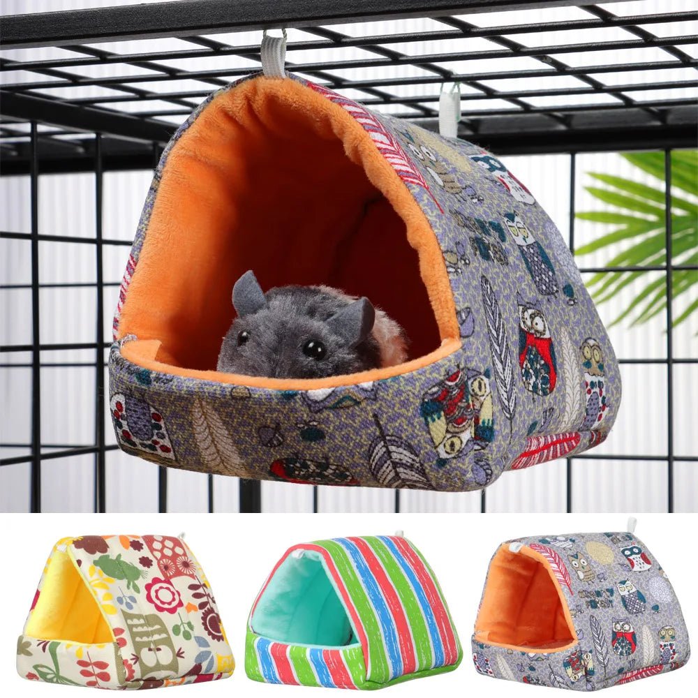 Winter Cute Cartoon Rabbit Squirrel Mini Cage Guinea Pig Nest Small Animal Mice Rat Pet Sleeping Bed Hamster House Warm Soft Mat - Lily.sg Global Shopping