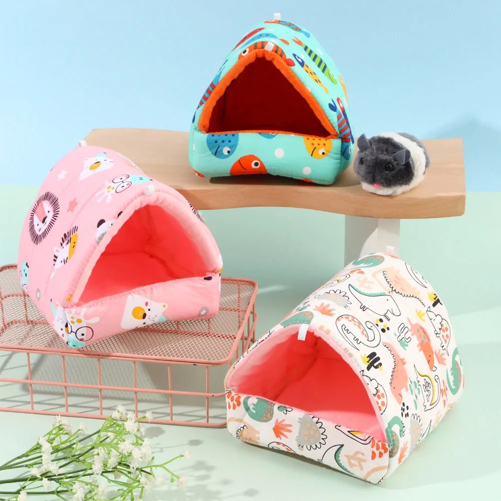Winter Cute Cartoon Rabbit Squirrel Mini Cage Guinea Pig Nest Small Animal Mice Rat Pet Sleeping Bed Hamster House Warm Soft Mat - Lily.sg Global Shopping