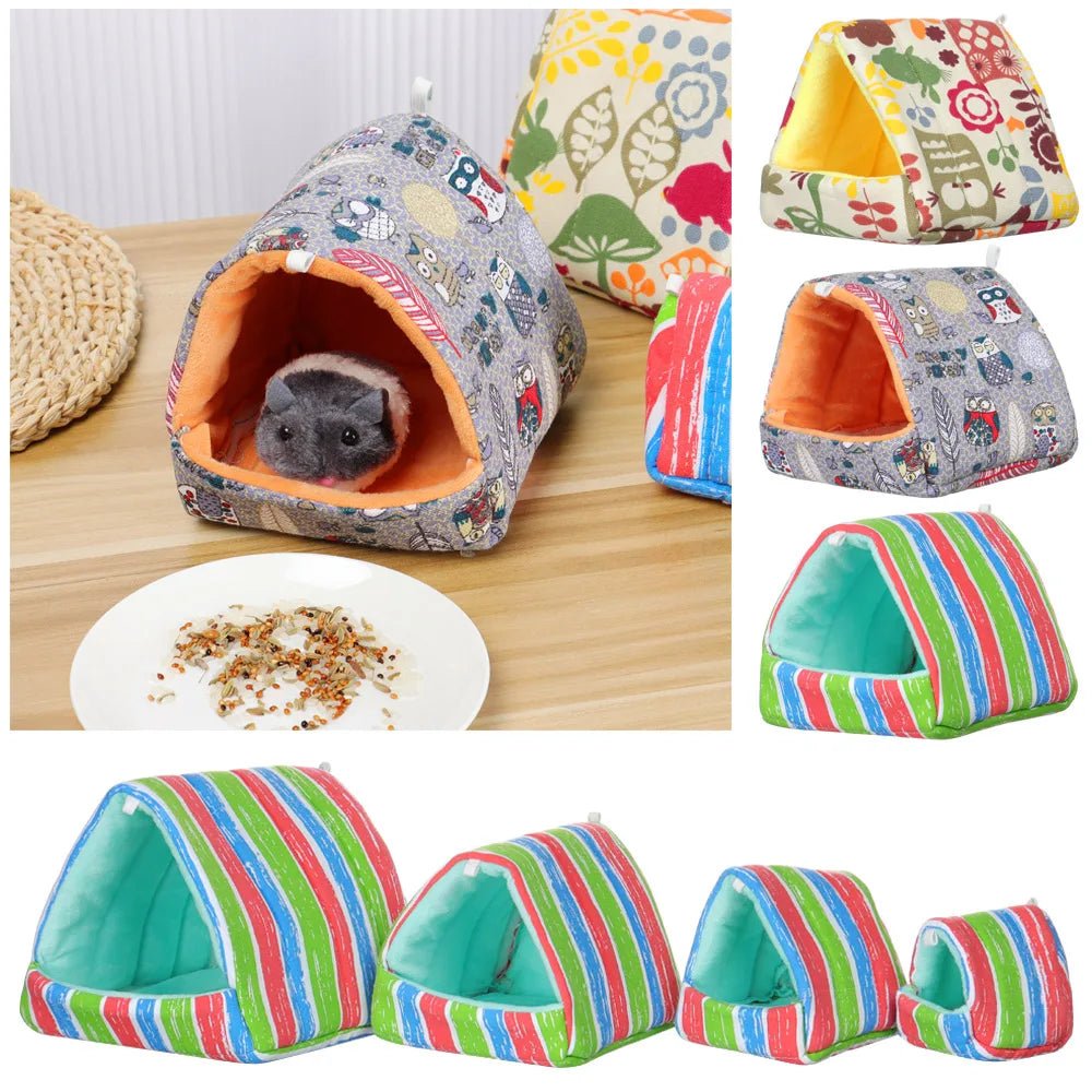 Winter Cute Cartoon Rabbit Squirrel Mini Cage Guinea Pig Nest Small Animal Mice Rat Pet Sleeping Bed Hamster House Warm Soft Mat - Lily.sg Global Shopping