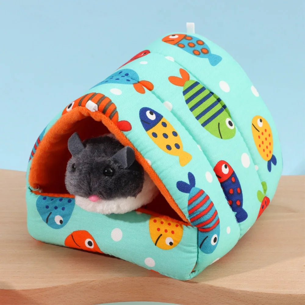 Winter Cute Cartoon Rabbit Squirrel Mini Cage Guinea Pig Nest Small Animal Mice Rat Pet Sleeping Bed Hamster House Warm Soft Mat - Lily.sg Global Shopping