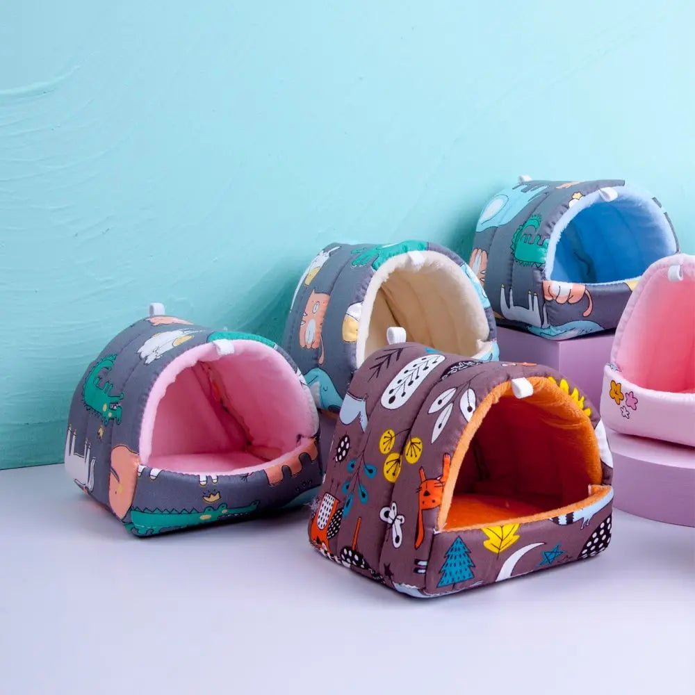 Winter Cute Cartoon Rabbit Squirrel Mini Cage Guinea Pig Nest Small Animal Mice Rat Pet Sleeping Bed Hamster House Warm Soft Mat - Lily.sg Global Shopping