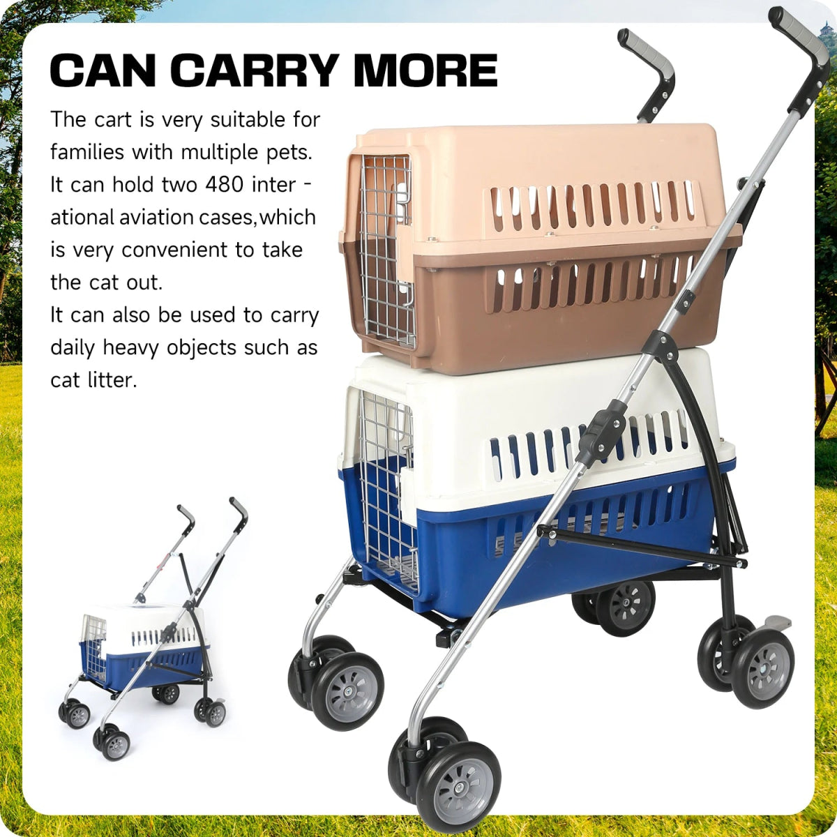 Winter Pet Stroller Frame For Car Seat Bag Simple Foldable Trolley Transport Multifunction Cat Dog Stroller - Lily.sg Global Shopping