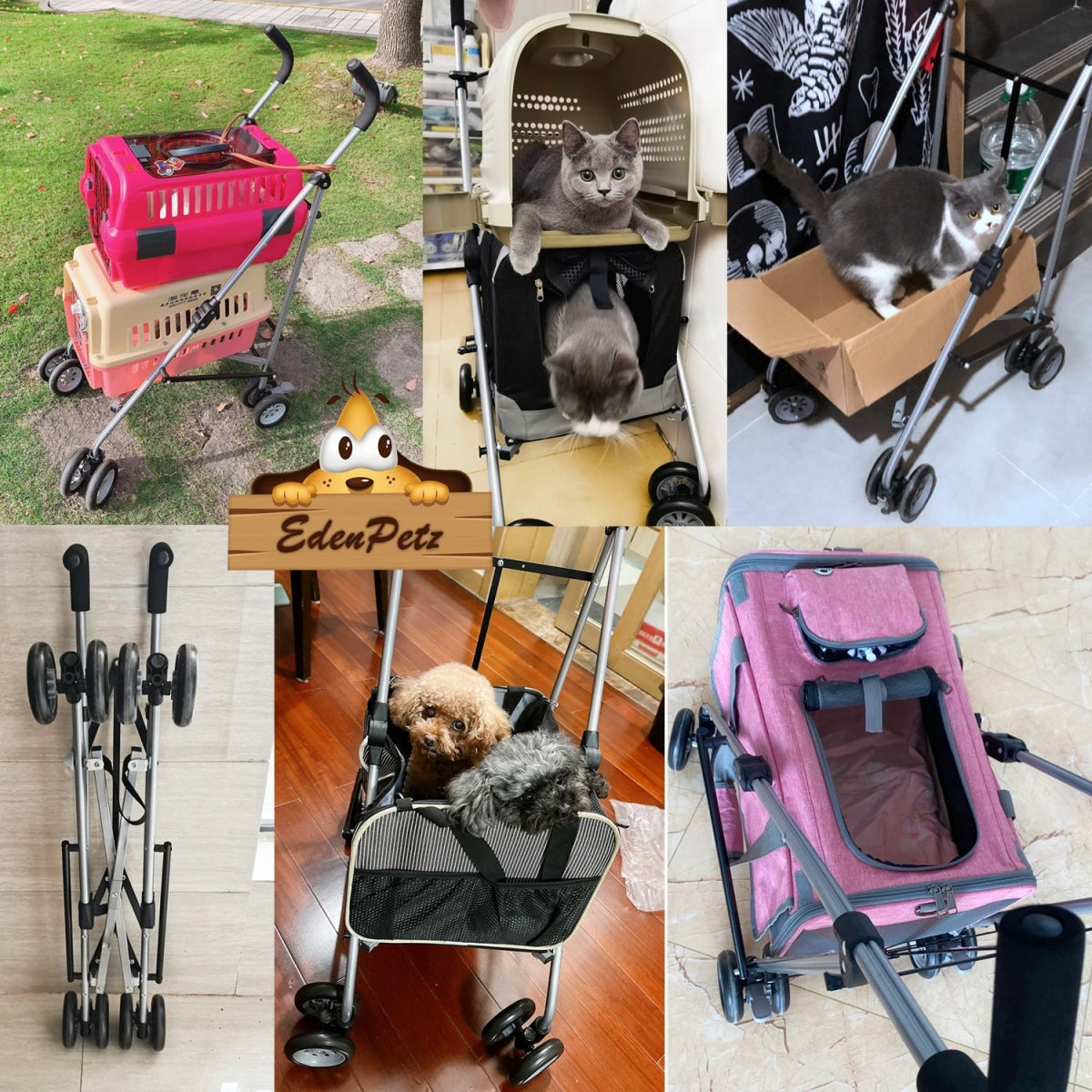 Winter Pet Stroller Frame For Car Seat Bag Simple Foldable Trolley Transport Multifunction Cat Dog Stroller - Lily.sg Global Shopping