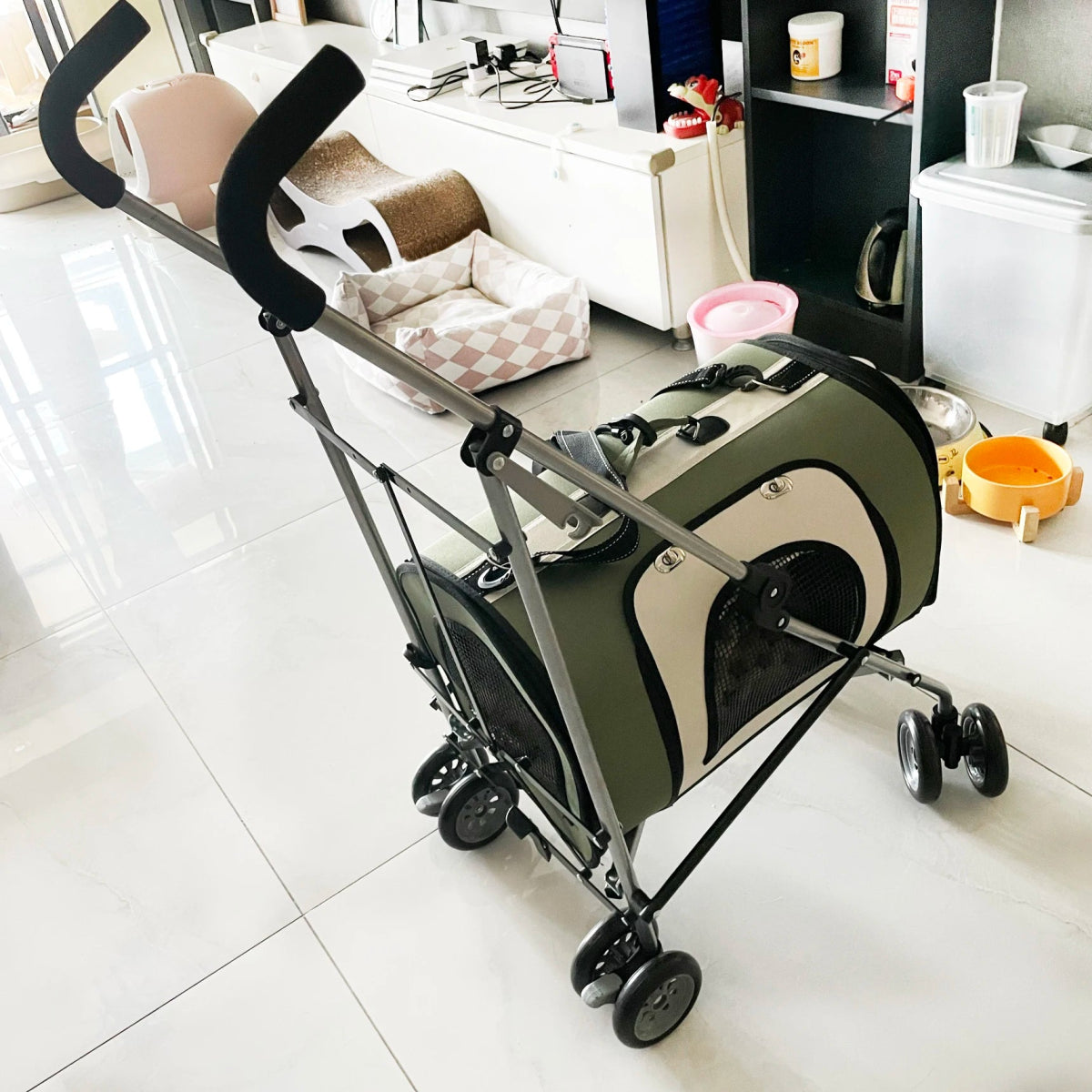 Winter Pet Stroller Frame For Car Seat Bag Simple Foldable Trolley Transport Multifunction Cat Dog Stroller - Lily.sg Global Shopping